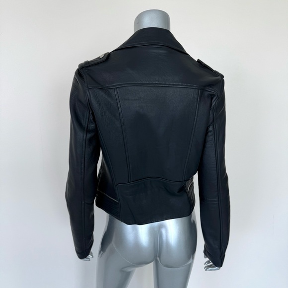 MAJE leather navy women jacket size 36 FR or 6 US Retail 750$ - Picture 3 of 10